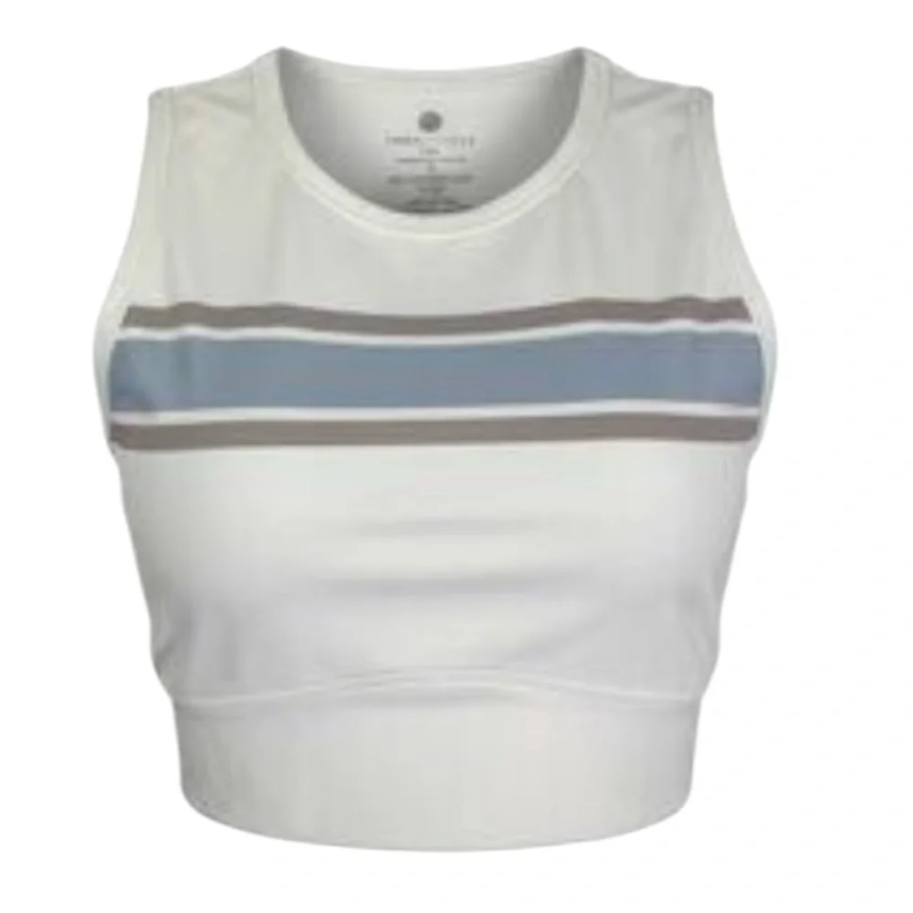 YOGALICIOUS LUX Wondelink Chill Vibes Top sports bra blue & white SZ S new